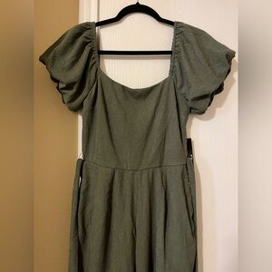 Green Puff Sleeve Romper